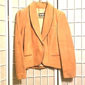 WINLIT SUEDE JKT TAN 1-BUTTON LINED SZ 12